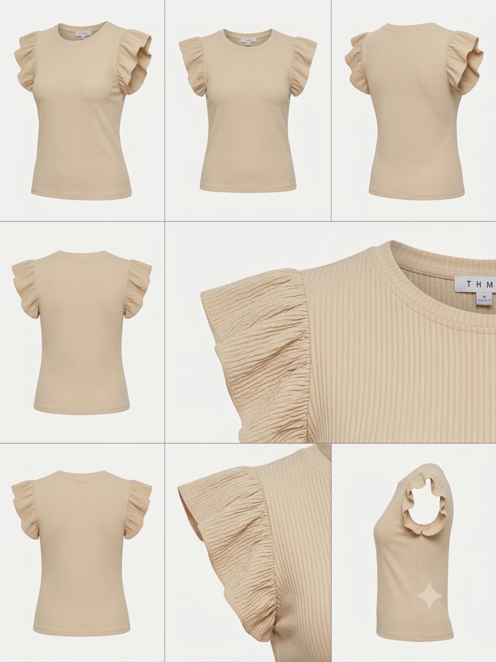 THML Beige Ruffle Sleeve Top - Picture 4 of 8